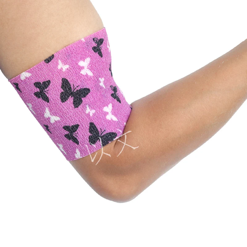 1 Pcs Printed Self Adhesive Elastic Bandage 4.8m Colorful Sports Wrap Tape for Finger Joint Knee First Aid Kit Pet Tape