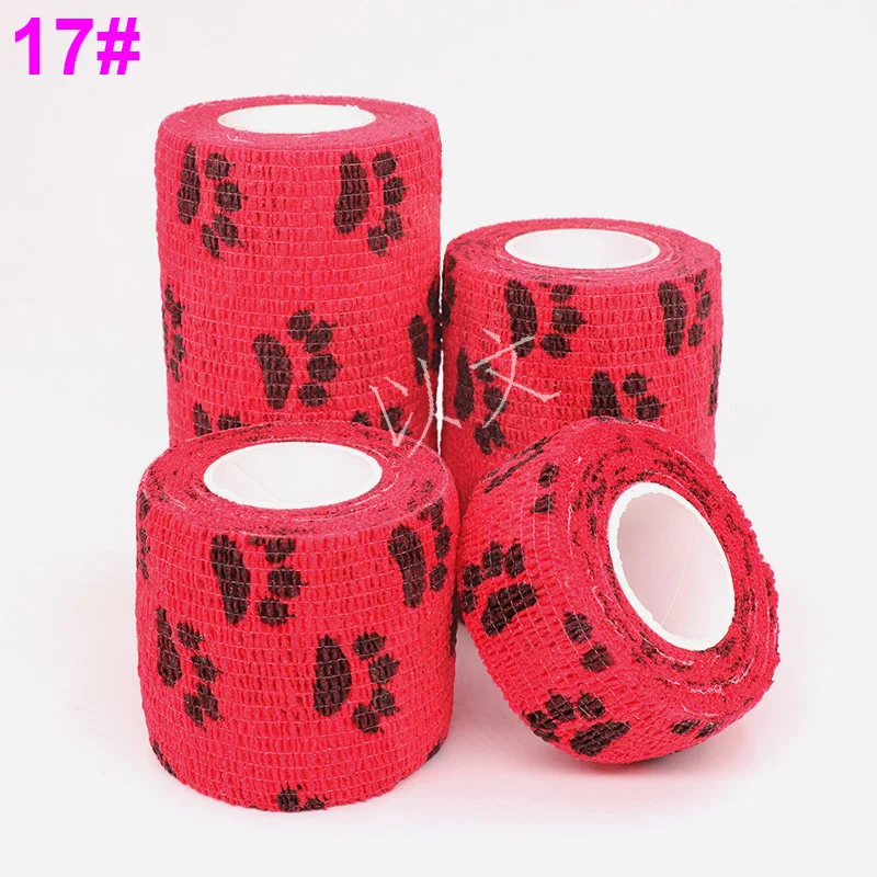 1 Pcs Printed Self Adhesive Elastic Bandage 4.8m Colorful Sports Wrap Tape for Finger Joint Knee First Aid Kit Pet Tape