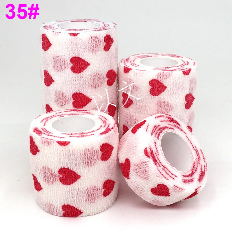1 Pcs Printed Self Adhesive Elastic Bandage 4.8m Colorful Sports Wrap Tape for Finger Joint Knee First Aid Kit Pet Tape