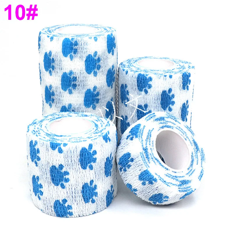 1 Pcs Printed Self Adhesive Elastic Bandage 4.8m Colorful Sports Wrap Tape for Finger Joint Knee First Aid Kit Pet Tape