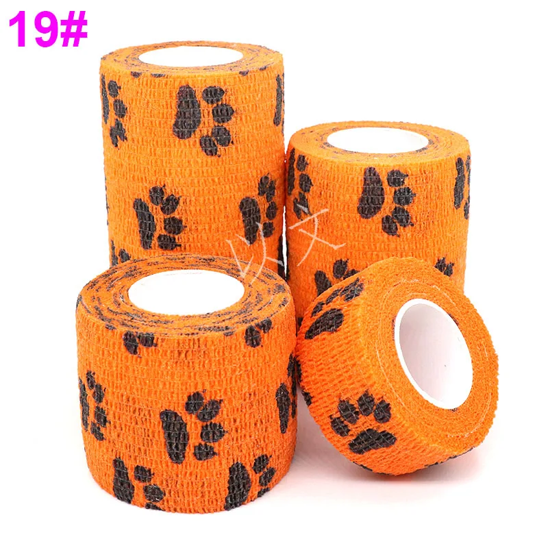 1 Pcs Printed Self Adhesive Elastic Bandage 4.8m Colorful Sports Wrap Tape for Finger Joint Knee First Aid Kit Pet Tape