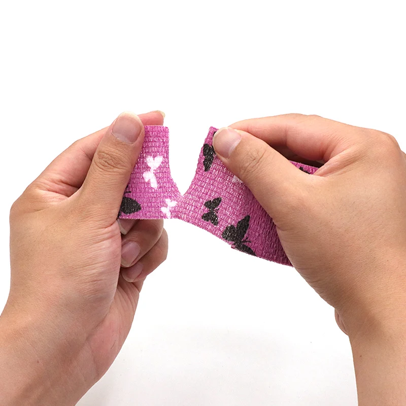 1 Pcs Printed Self Adhesive Elastic Bandage 4.8m Colorful Sports Wrap Tape for Finger Joint Knee First Aid Kit Pet Tape