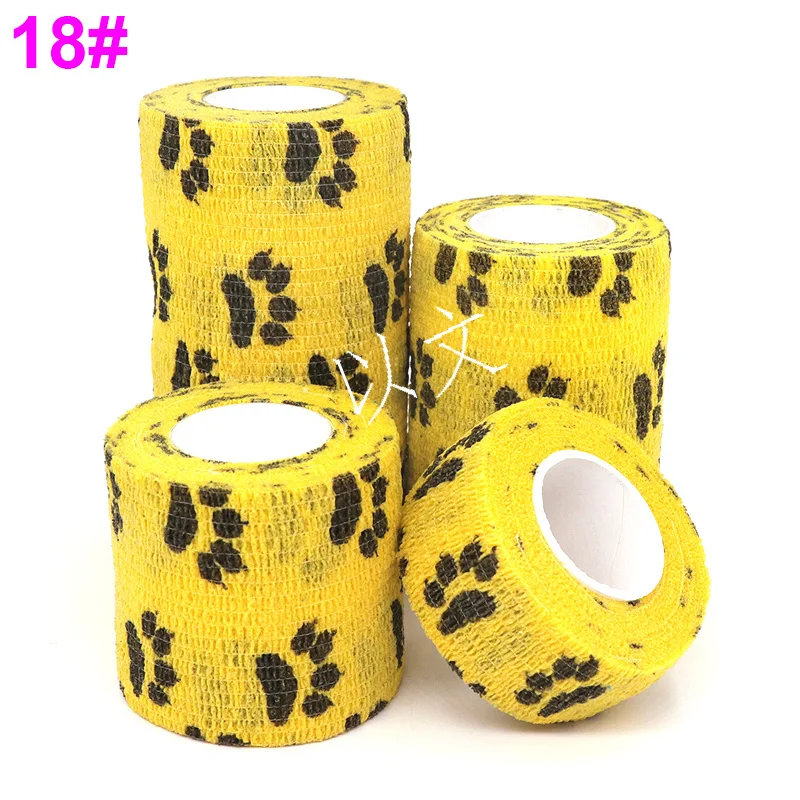 1 Pcs Printed Self Adhesive Elastic Bandage 4.8m Colorful Sports Wrap Tape for Finger Joint Knee First Aid Kit Pet Tape
