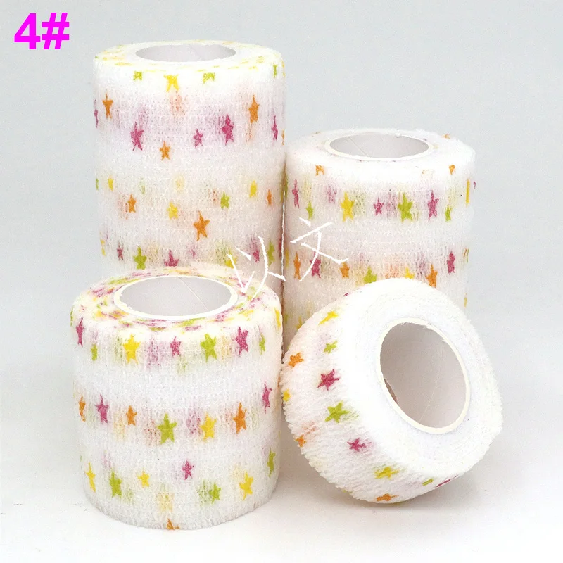 1 Pcs Printed Self Adhesive Elastic Bandage 4.8m Colorful Sports Wrap Tape for Finger Joint Knee First Aid Kit Pet Tape