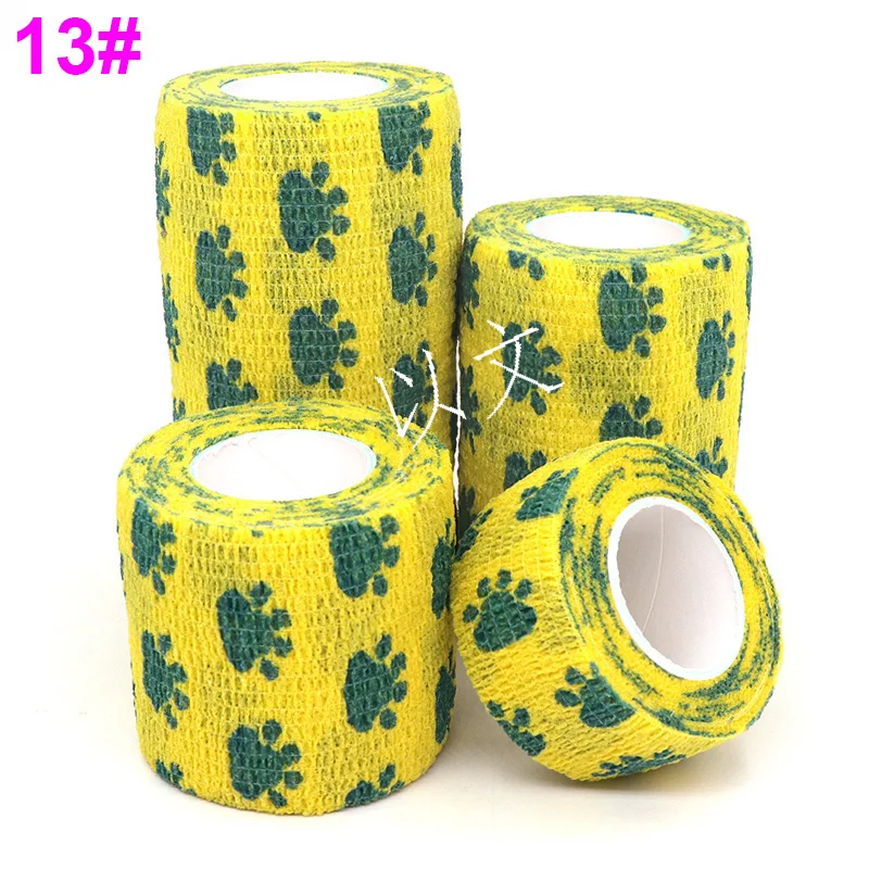 1 Pcs Printed Self Adhesive Elastic Bandage 4.8m Colorful Sports Wrap Tape for Finger Joint Knee First Aid Kit Pet Tape