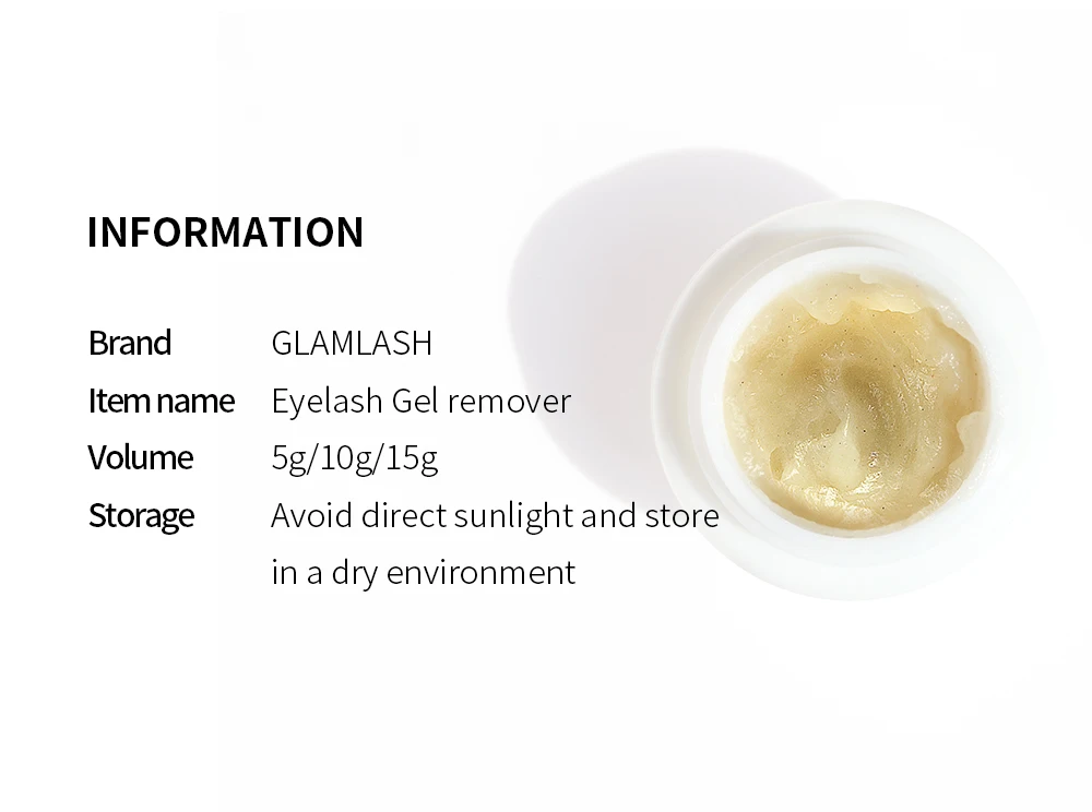 GLAMLASH 5/10/15g Eyelash Extension Glue Remover False Eye Lashes Makeup Removers Tool False Lash Glue Remover