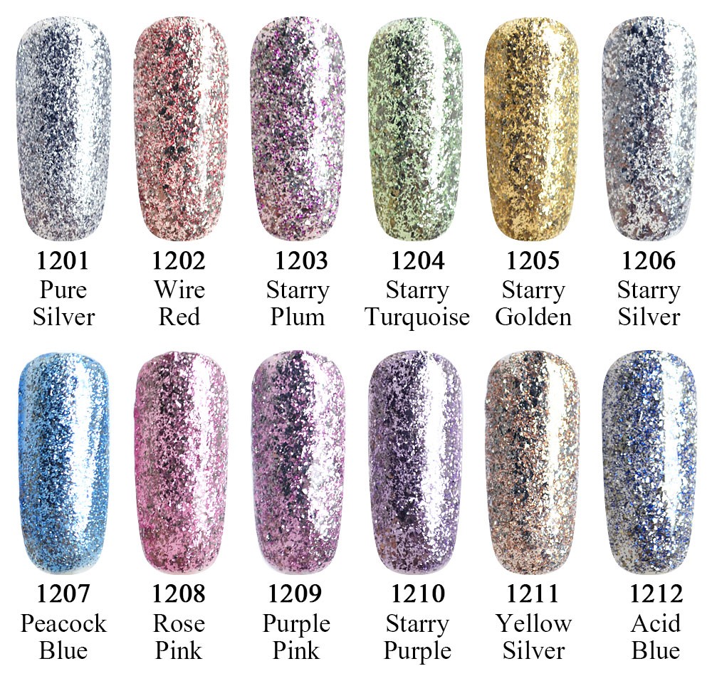 Venalisa 12ml TPO FREE Diamond Top Coat Supply Nail Art Enamel Gel Nail Polish Shining Glitter Sequin Starry Platinum Paint Gel