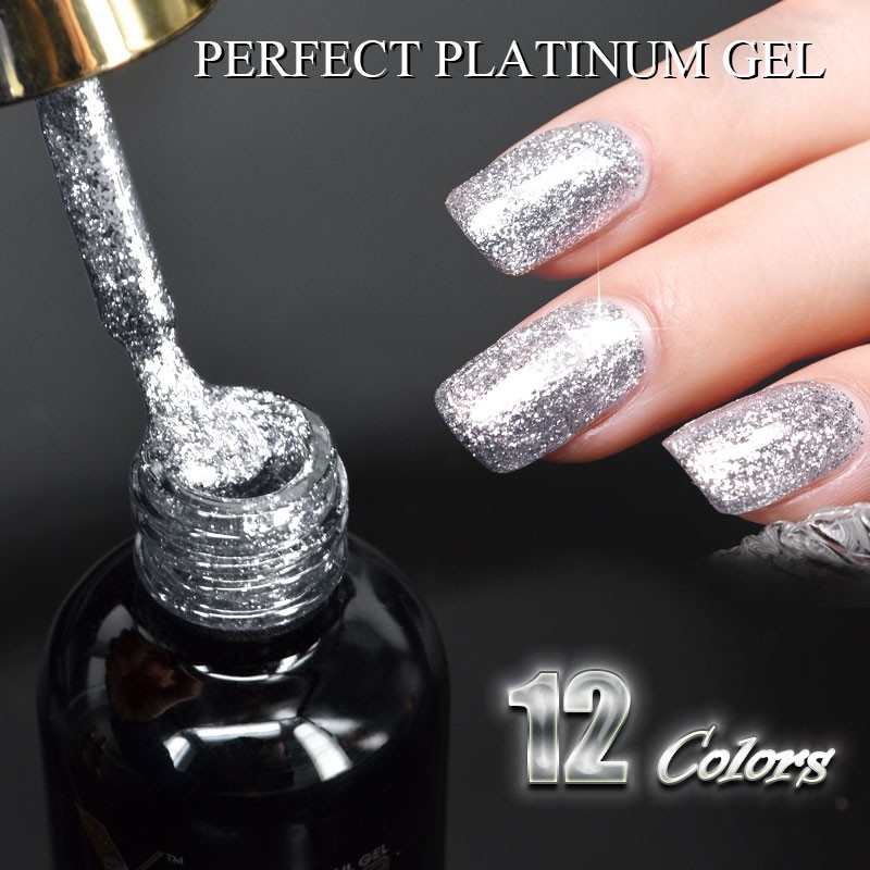 Venalisa 12ml TPO FREE Diamond Top Coat Supply Nail Art Enamel Gel Nail Polish Shining Glitter Sequin Starry Platinum Paint Gel