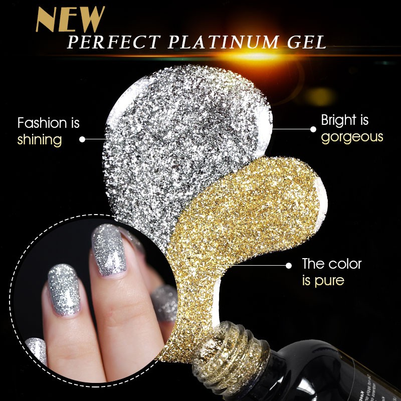 Venalisa 12ml TPO FREE Diamond Top Coat Supply Nail Art Enamel Gel Nail Polish Shining Glitter Sequin Starry Platinum Paint Gel