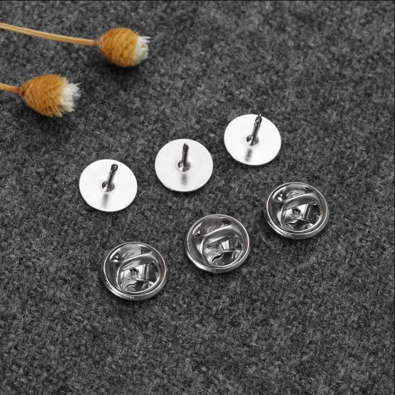 50sets/lot 11.4mm Base Butterfly Brooch Base Holder Copper Metal Brooch Pins Badge Holder For Diy Jewelry Making Findings