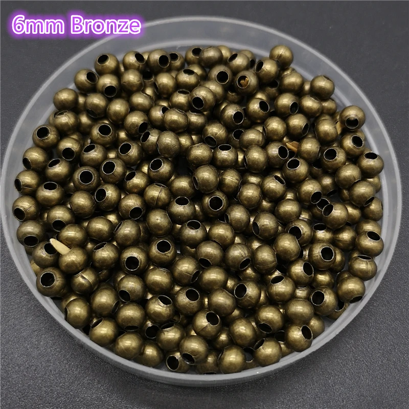 Five Sizes Gold Color Silvery Bronze Iron Metal Beads Jewelry Findings Diy Smooth Ball Spacer