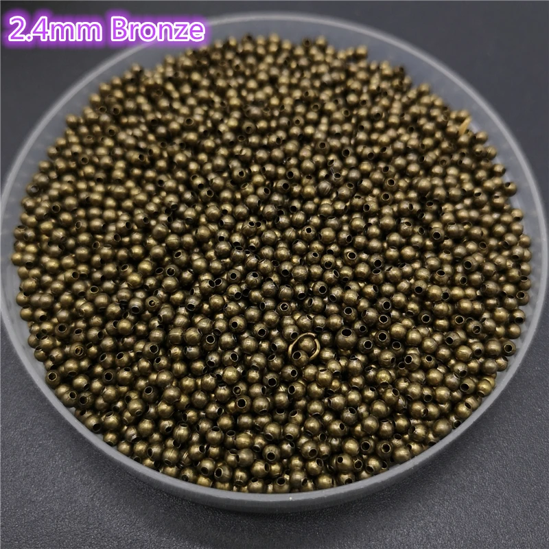 Five Sizes Gold Color Silvery Bronze Iron Metal Beads Jewelry Findings Diy Smooth Ball Spacer
