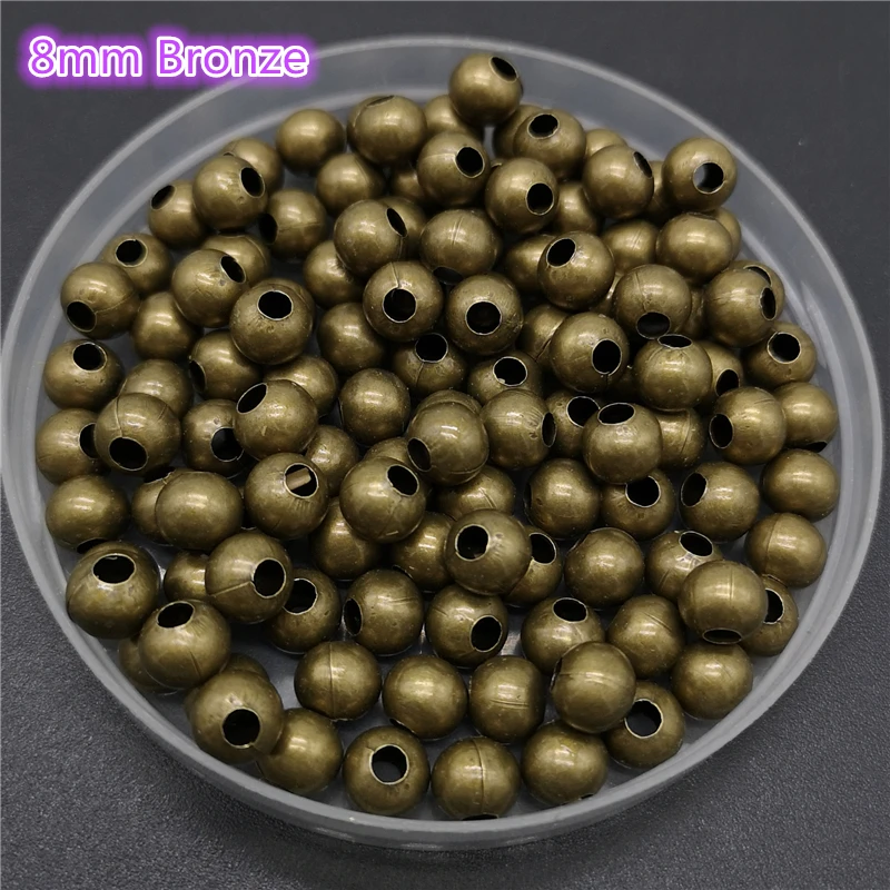 Five Sizes Gold Color Silvery Bronze Iron Metal Beads Jewelry Findings Diy Smooth Ball Spacer