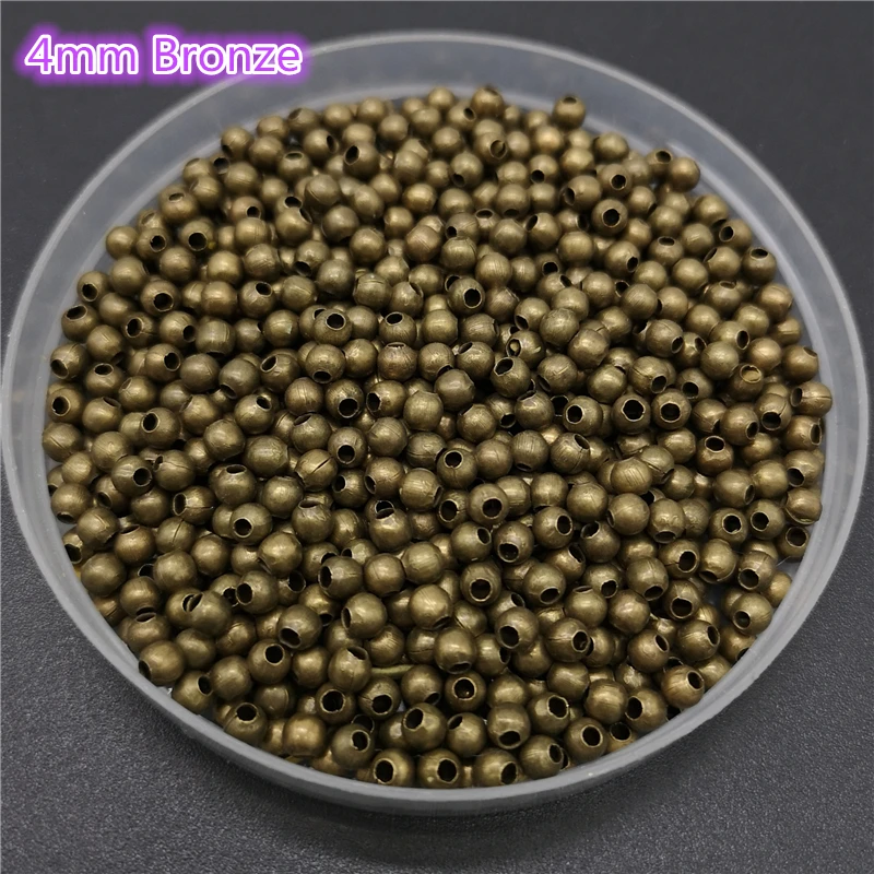 Five Sizes Gold Color Silvery Bronze Iron Metal Beads Jewelry Findings Diy Smooth Ball Spacer