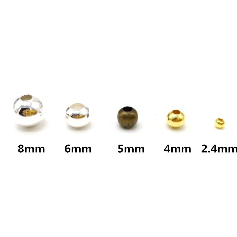 Five Sizes Gold Color Silvery Bronze Iron Metal Beads Jewelry Findings Diy Smooth Ball Spacer