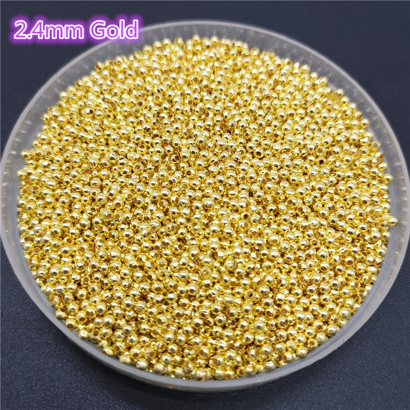 Five Sizes Gold Color Silvery Bronze Iron Metal Beads Jewelry Findings Diy Smooth Ball Spacer