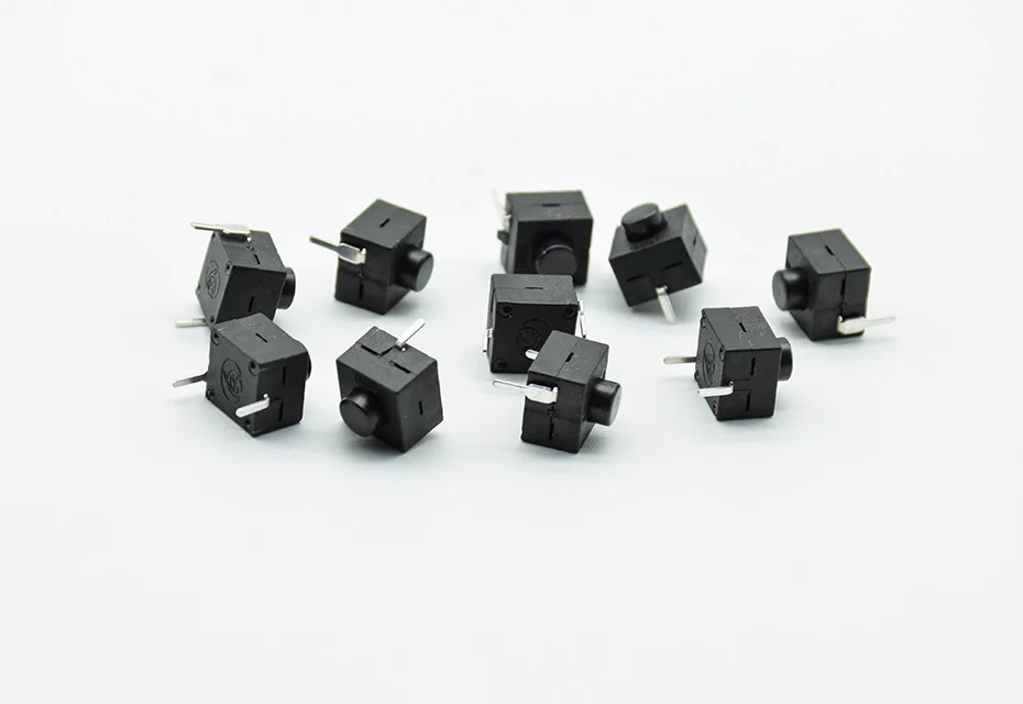 5pcs red/black Small micro self locking switch 8*8*8.4 wit 2 feet with lock light touch switch button switch L068-A DC30V1A