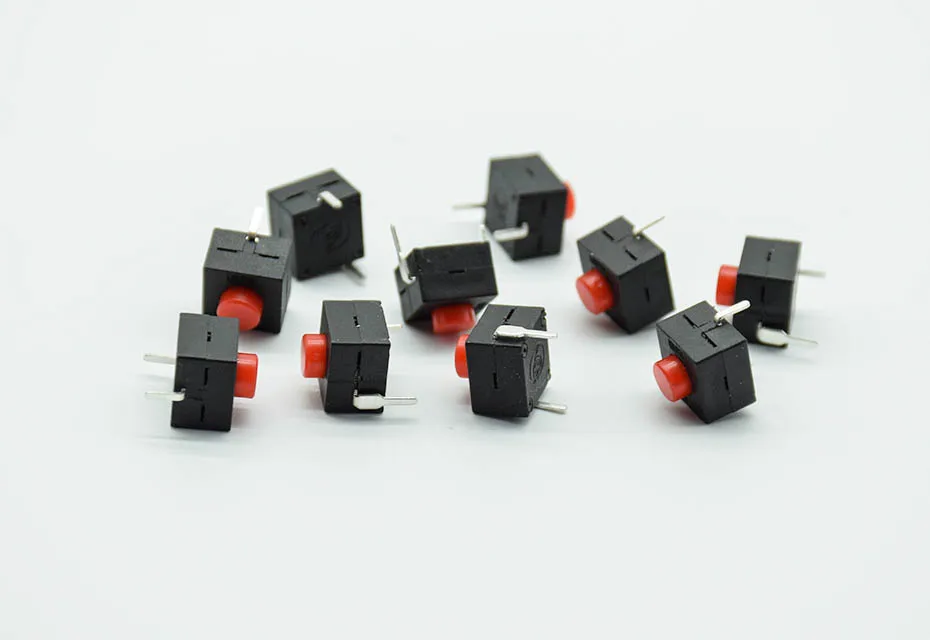 5pcs red/black Small micro self locking switch 8*8*8.4 wit 2 feet with lock light touch switch button switch L068-A DC30V1A