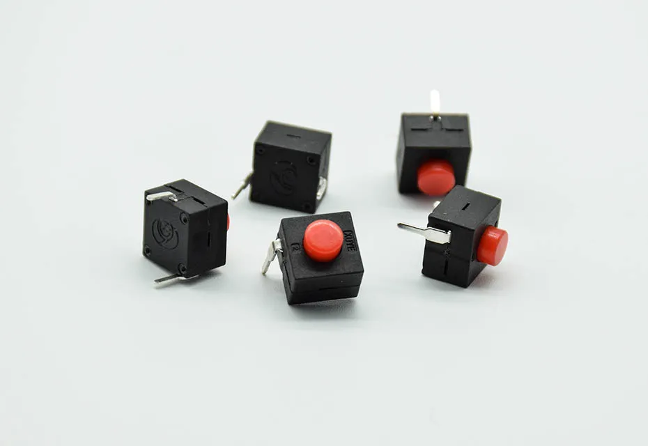 5pcs red/black Small micro self locking switch 8*8*8.4 wit 2 feet with lock light touch switch button switch L068-A DC30V1A