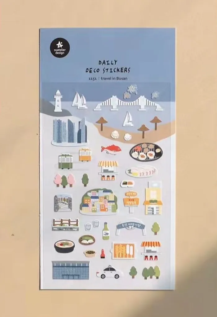 Suatelier City Sticker Korea Scrapbooking Hobby Deco Stickers Junk Journal Supplies Planner Diary Photo Album Craft Material