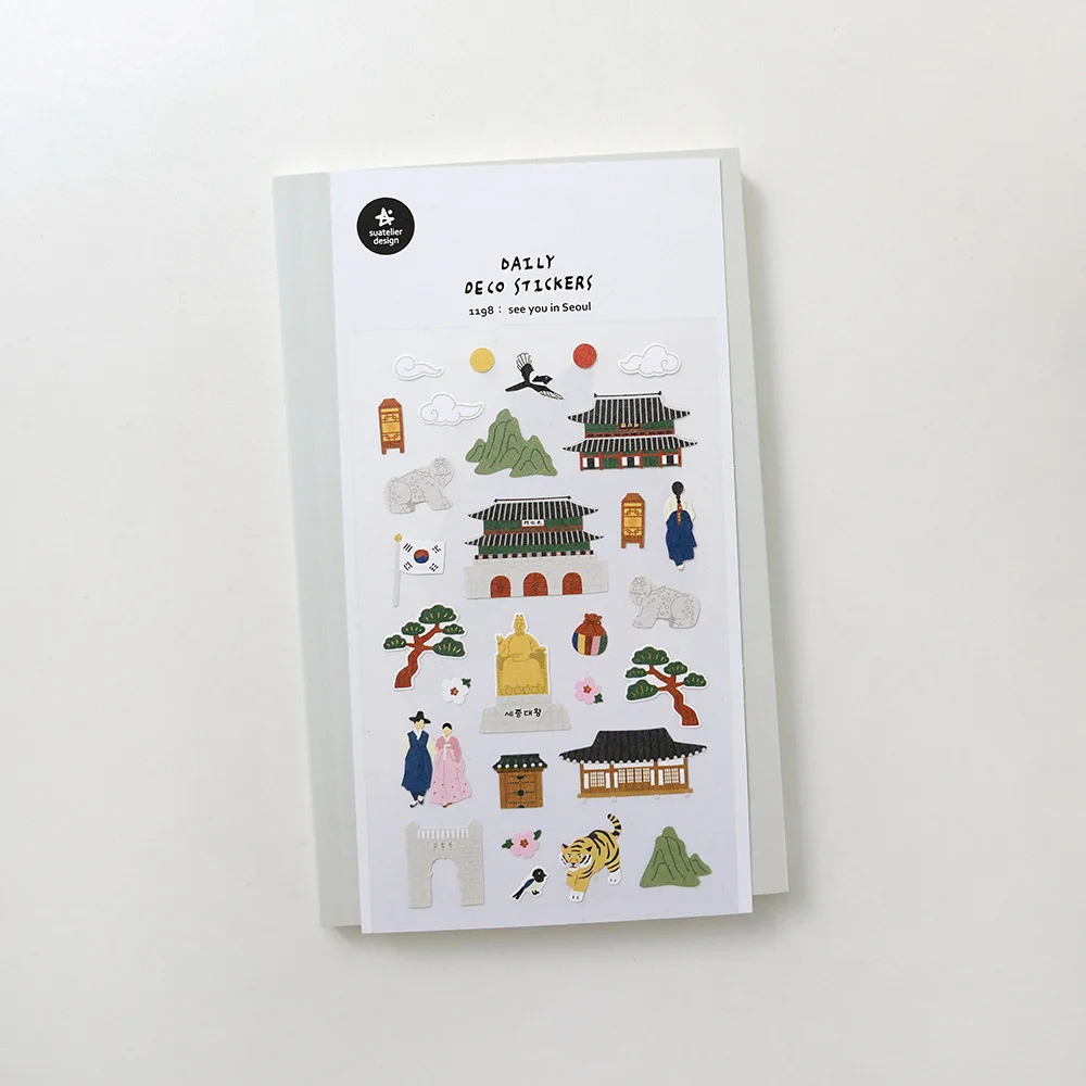 Suatelier City Sticker Korea Scrapbooking Hobby Deco Stickers Junk Journal Supplies Planner Diary Photo Album Craft Material