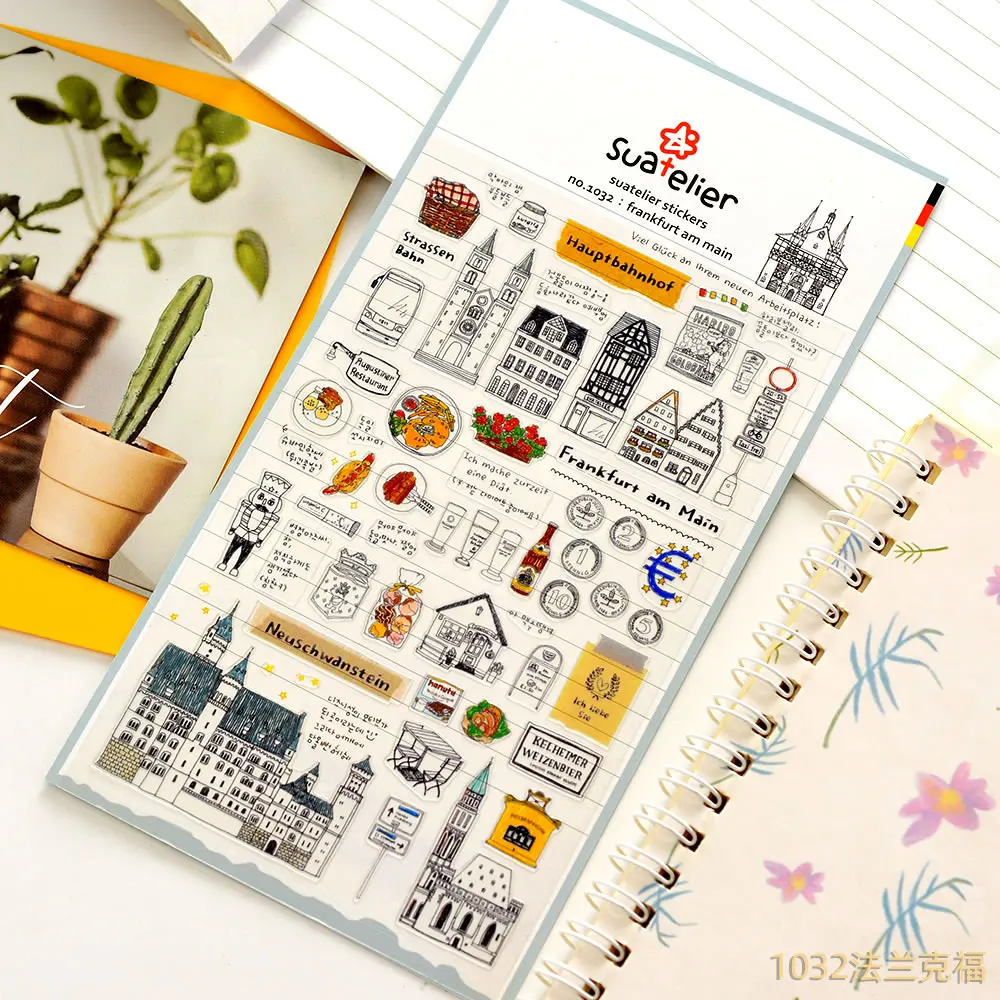 Suatelier City Sticker Korea Scrapbooking Hobby Deco Stickers Junk Journal Supplies Planner Diary Photo Album Craft Material