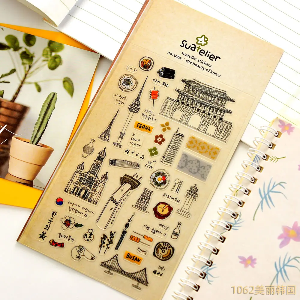 Suatelier City Sticker Korea Scrapbooking Hobby Deco Stickers Junk Journal Supplies Planner Diary Photo Album Craft Material