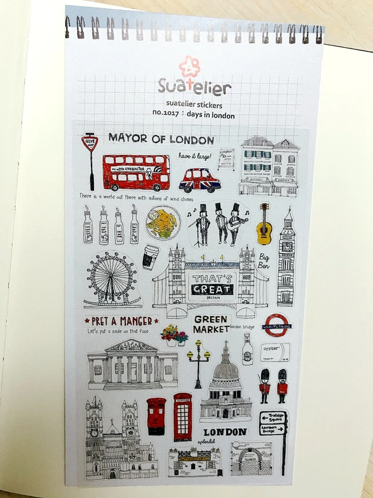Suatelier City Sticker Korea Scrapbooking Hobby Deco Stickers Junk Journal Supplies Planner Diary Photo Album Craft Material