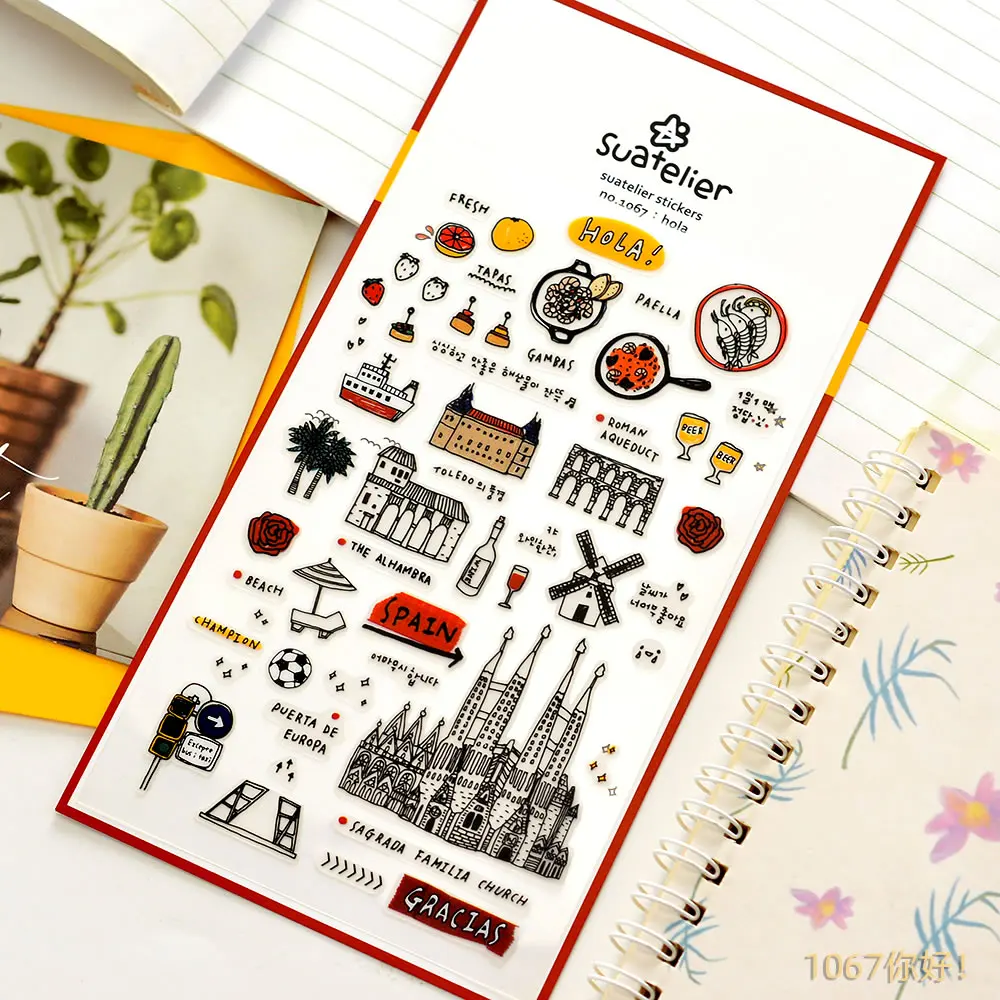 Suatelier City Sticker Korea Scrapbooking Hobby Deco Stickers Junk Journal Supplies Planner Diary Photo Album Craft Material