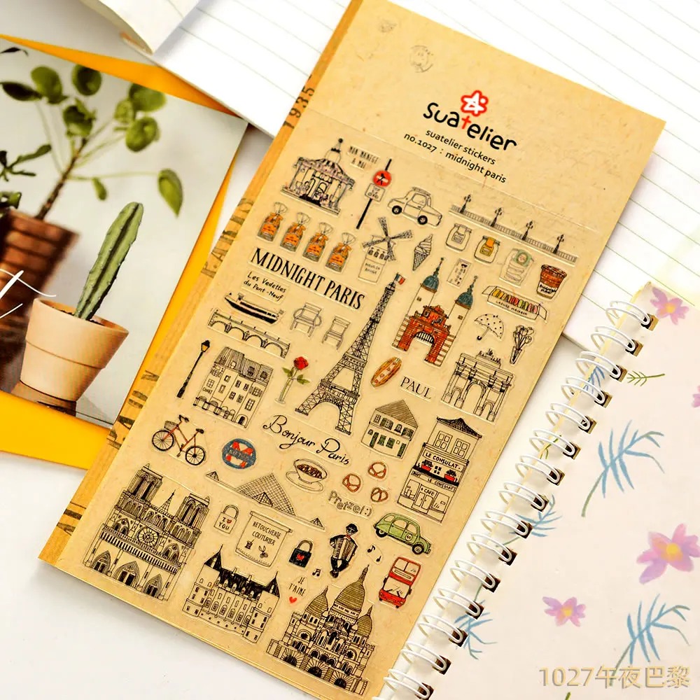 Suatelier City Sticker Korea Scrapbooking Hobby Deco Stickers Junk Journal Supplies Planner Diary Photo Album Craft Material