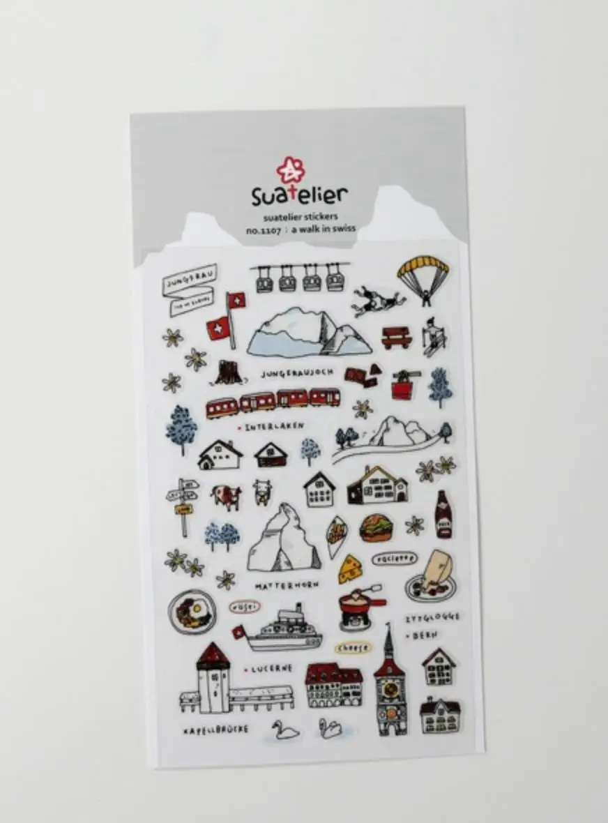 Suatelier City Sticker Korea Scrapbooking Hobby Deco Stickers Junk Journal Supplies Planner Diary Photo Album Craft Material