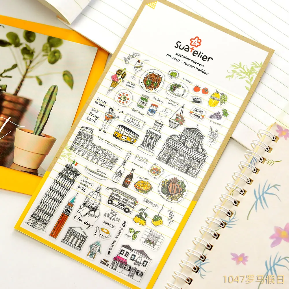 Suatelier City Sticker Korea Scrapbooking Hobby Deco Stickers Junk Journal Supplies Planner Diary Photo Album Craft Material