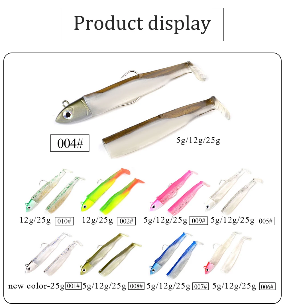 Black Minnow Jig Head Fishing Lure Soft Pike Lure 5g/12g/25g Bass Fishing Shad Soft Bait Boat Code Seabass Bait for Zand