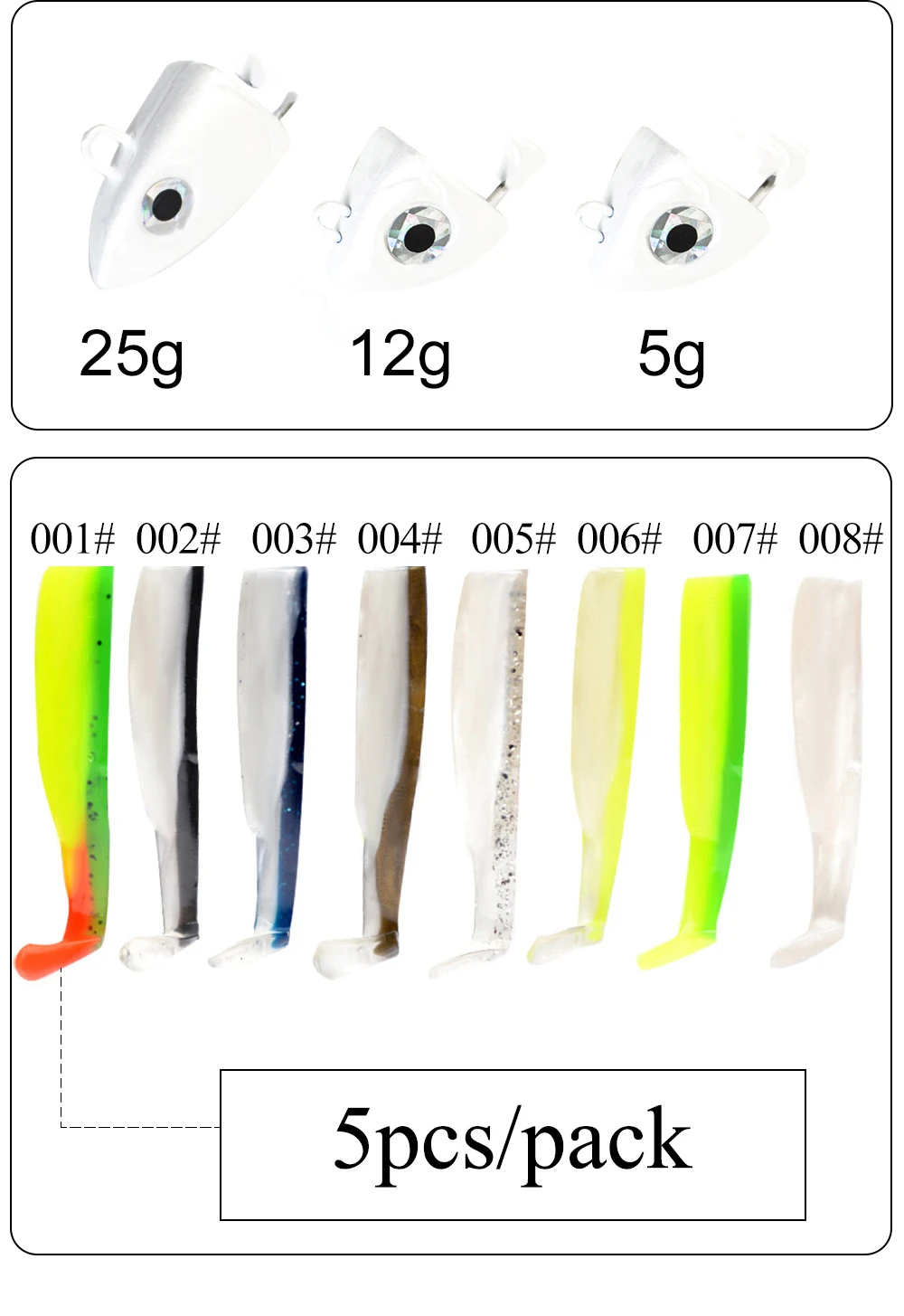 Black Minnow Jig Head Fishing Lure Soft Pike Lure 5g/12g/25g Bass Fishing Shad Soft Bait Boat Code Seabass Bait for Zand