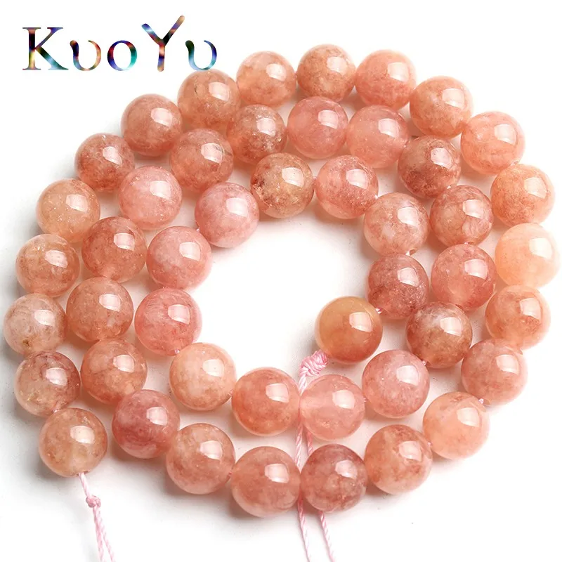 Sunstone Beads Round Loose Spacer Bead Natural Angelite Stone 4/6/8/10mm For Jewelry Making DIY Bracelet Necklace Accessory 15''