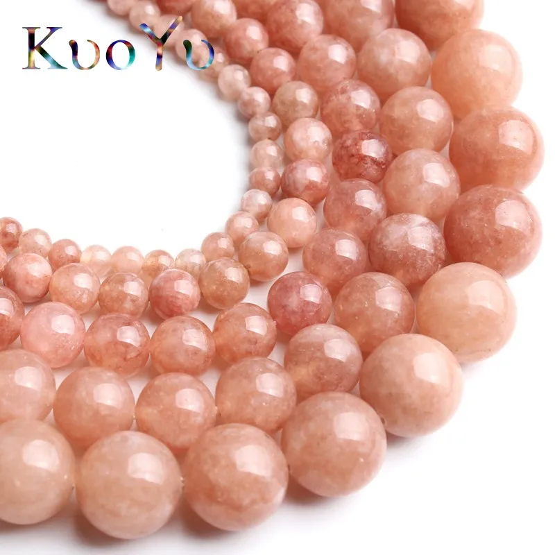 Sunstone Beads Round Loose Spacer Bead Natural Angelite Stone 4/6/8/10mm For Jewelry Making DIY Bracelet Necklace Accessory 15''