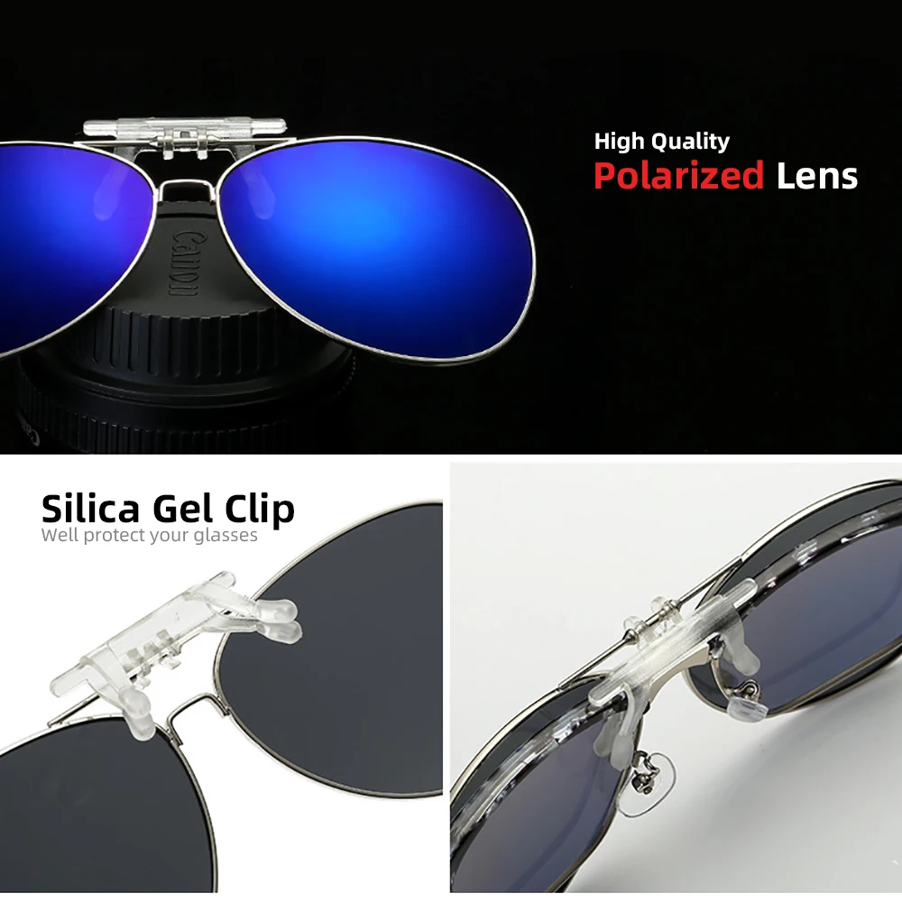 VIVIBEE Oversized Pilot Flip Up Clip on Sunglasses Polarized Men Driving Alloy Frame Big Size Women Aviation Glasses Clips