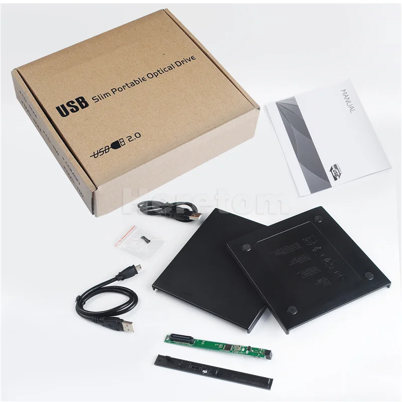 12.7mm USB 2.0 DVD/CD-ROM Case , IDE/ PATA to SATA Optical Drive External Enclosure For Laptop