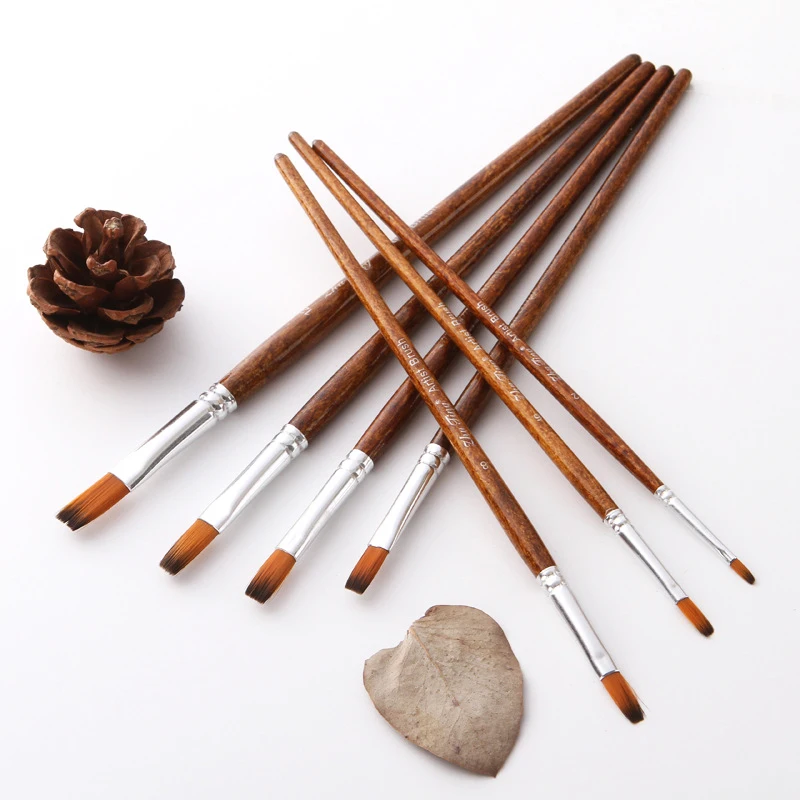 12 Pcs/set Nylon Hair Wooden Handle Watercolor Paint Brush Pen Set Learning DIY Oil Acrylic Painting Art Paint Brushes Supplies