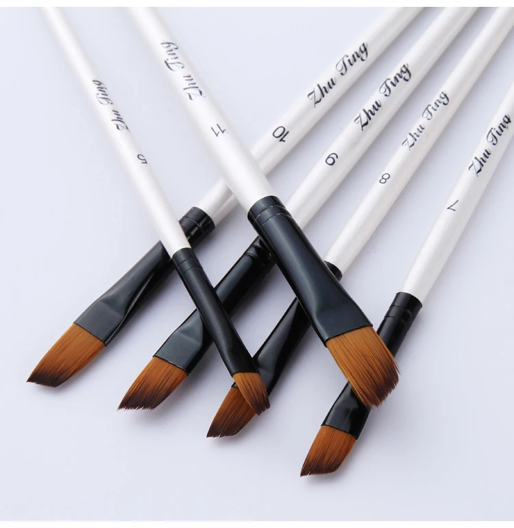 12 Pcs/set Nylon Hair Wooden Handle Watercolor Paint Brush Pen Set Learning DIY Oil Acrylic Painting Art Paint Brushes Supplies