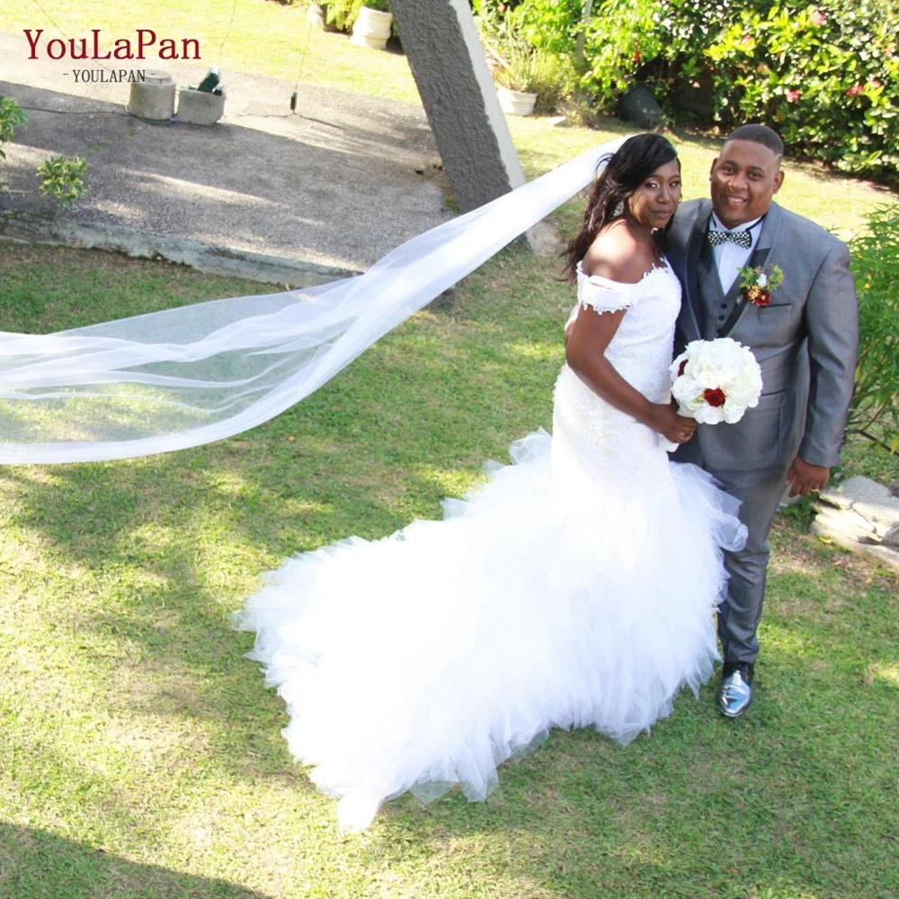 YouLaPan Soft Tulle Single Layer Bridal Wedding Simple Veil Cut Edge Velo De Novia Largo Mantilla Wedding Veil Customizable V30
