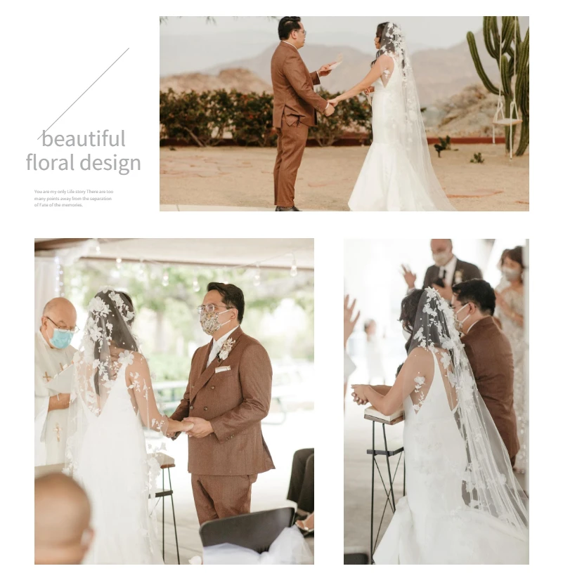 TOPQUEEN V52 3D Flowers Wedding Veil with Pearls Bridal Veils Cathedral Droped Luxury Bridal Veil Veu Long Wedding 3 Meters