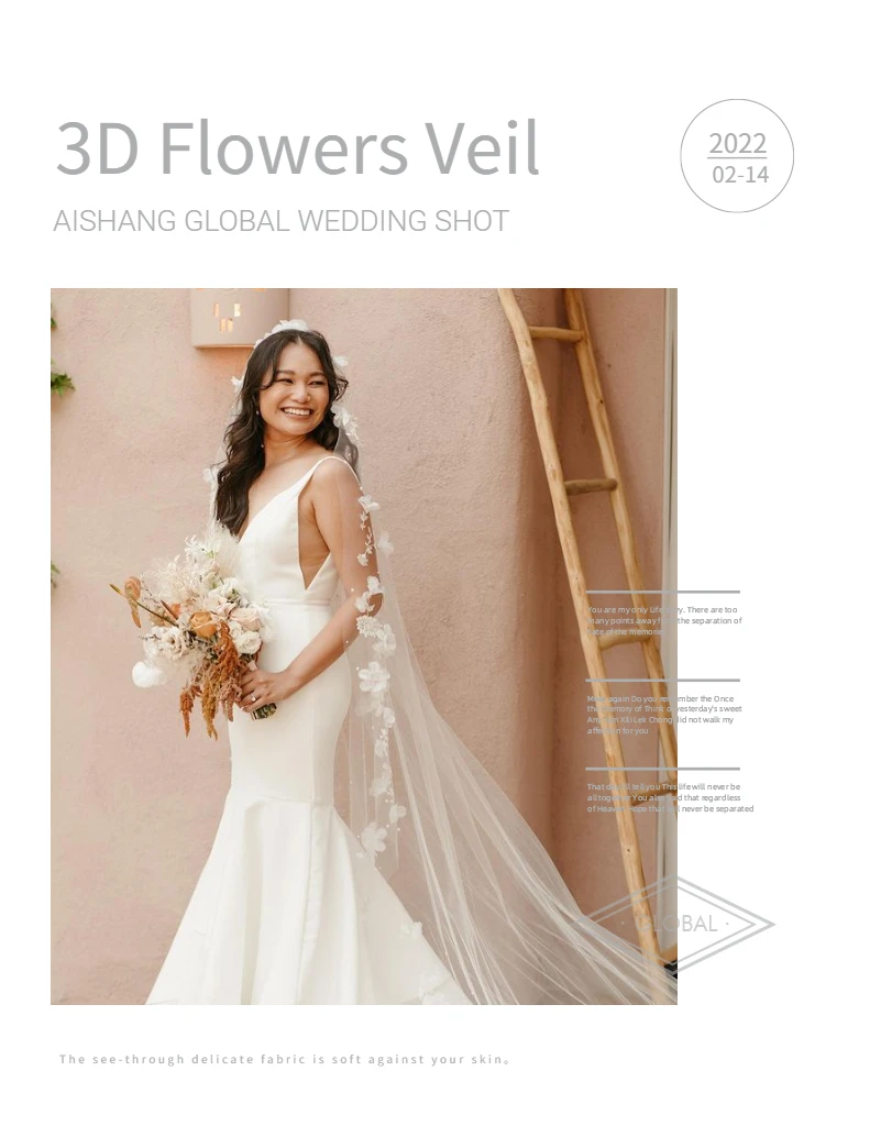 TOPQUEEN V52 3D Flowers Wedding Veil with Pearls Bridal Veils Cathedral Droped Luxury Bridal Veil Veu Long Wedding 3 Meters