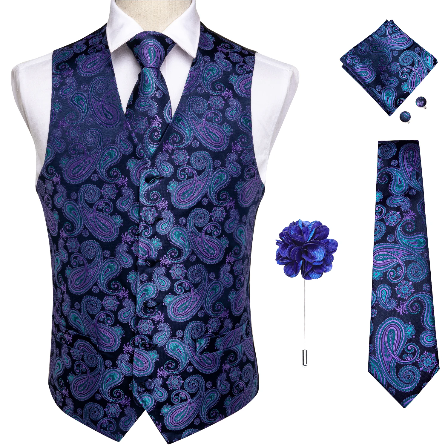 New Men's Vests Formal Dress Suit Vest Tie Set for Wedding Male Satin Burgundy Red Waistcoat Sleeveless Jacket Casual Top