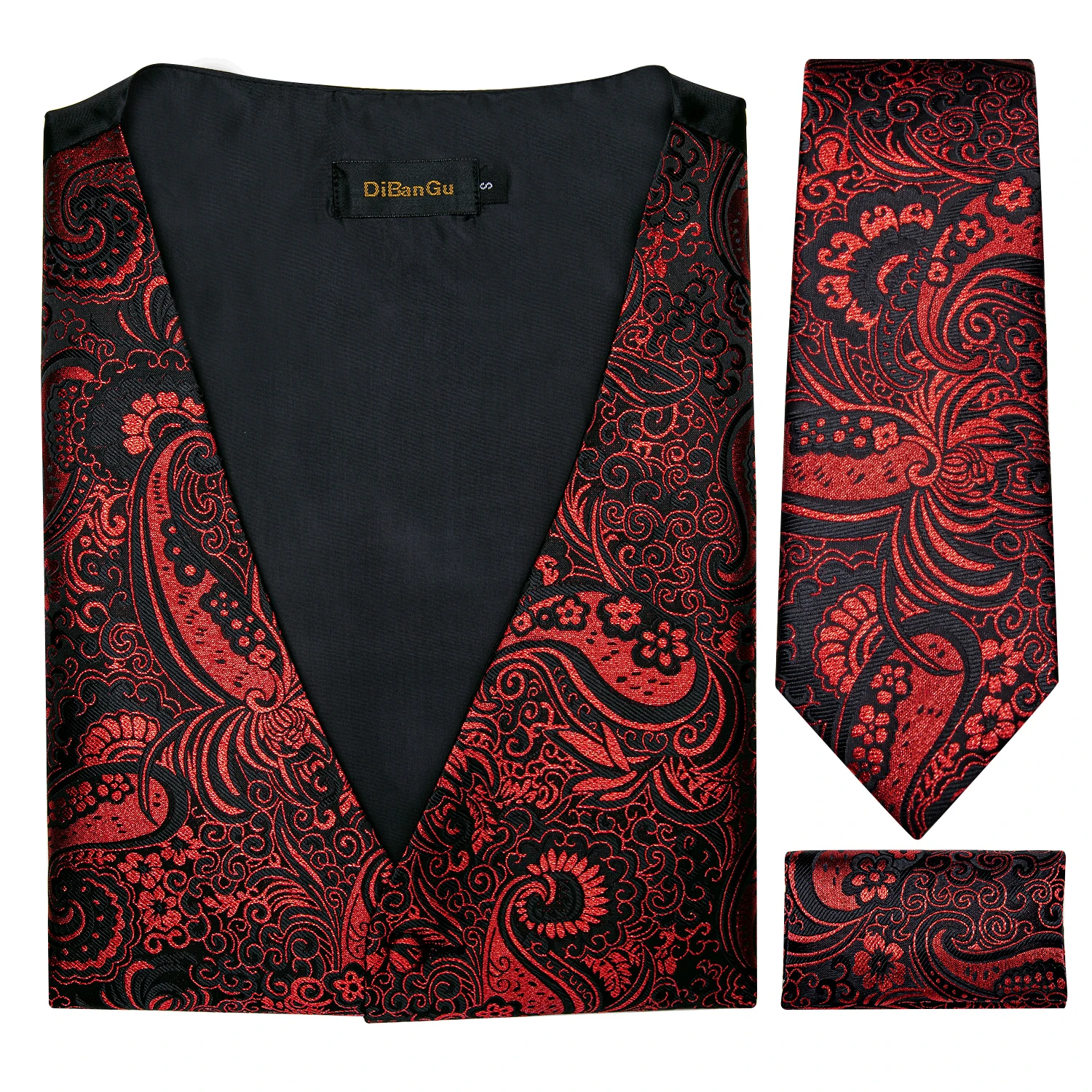 New Men's Vests Formal Dress Suit Vest Tie Set for Wedding Male Satin Burgundy Red Waistcoat Sleeveless Jacket Casual Top