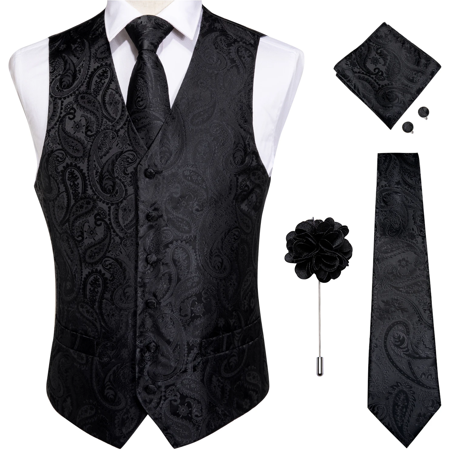 New Men's Vests Formal Dress Suit Vest Tie Set for Wedding Male Satin Burgundy Red Waistcoat Sleeveless Jacket Casual Top