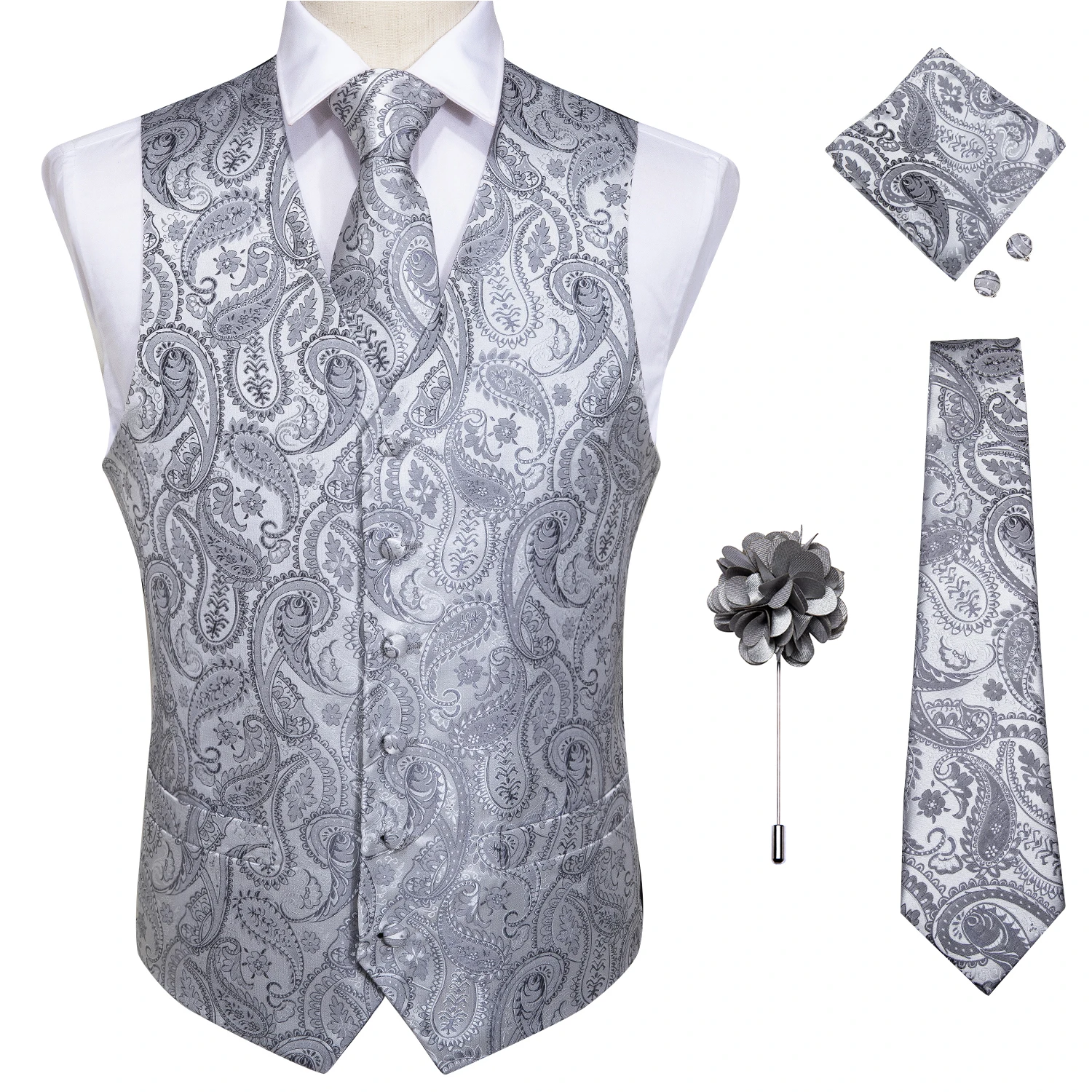 New Men's Vests Formal Dress Suit Vest Tie Set for Wedding Male Satin Burgundy Red Waistcoat Sleeveless Jacket Casual Top