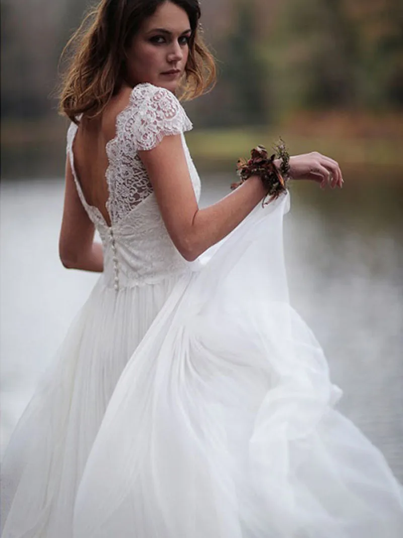 Summer Boho Wedding Dresses Beach Customized Cap Sleeves Wedding Gowns 2025 Plus Size Bridal Dresses Vestido de Novia