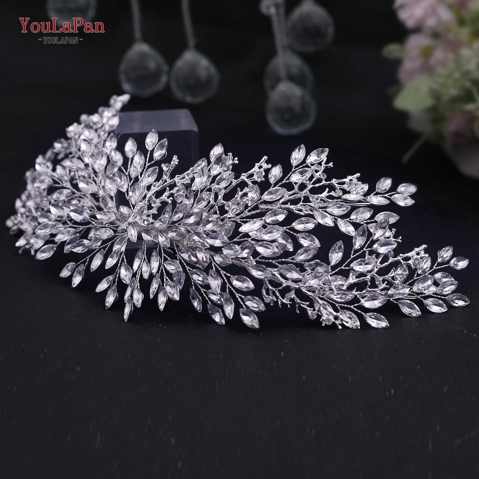 YouLaPan Gold Floral Wedding Hair Comb Bridal Crystal Pearls Headpiece Hair Accessories Bride Jewelry Women Hair Clips HP368