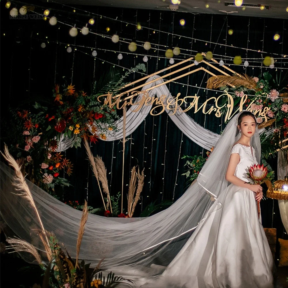 2T Satin Edge Wedding Veil Cover Face Bridal Veils With Comb Cheap Wholesale Price 300*380 Customized